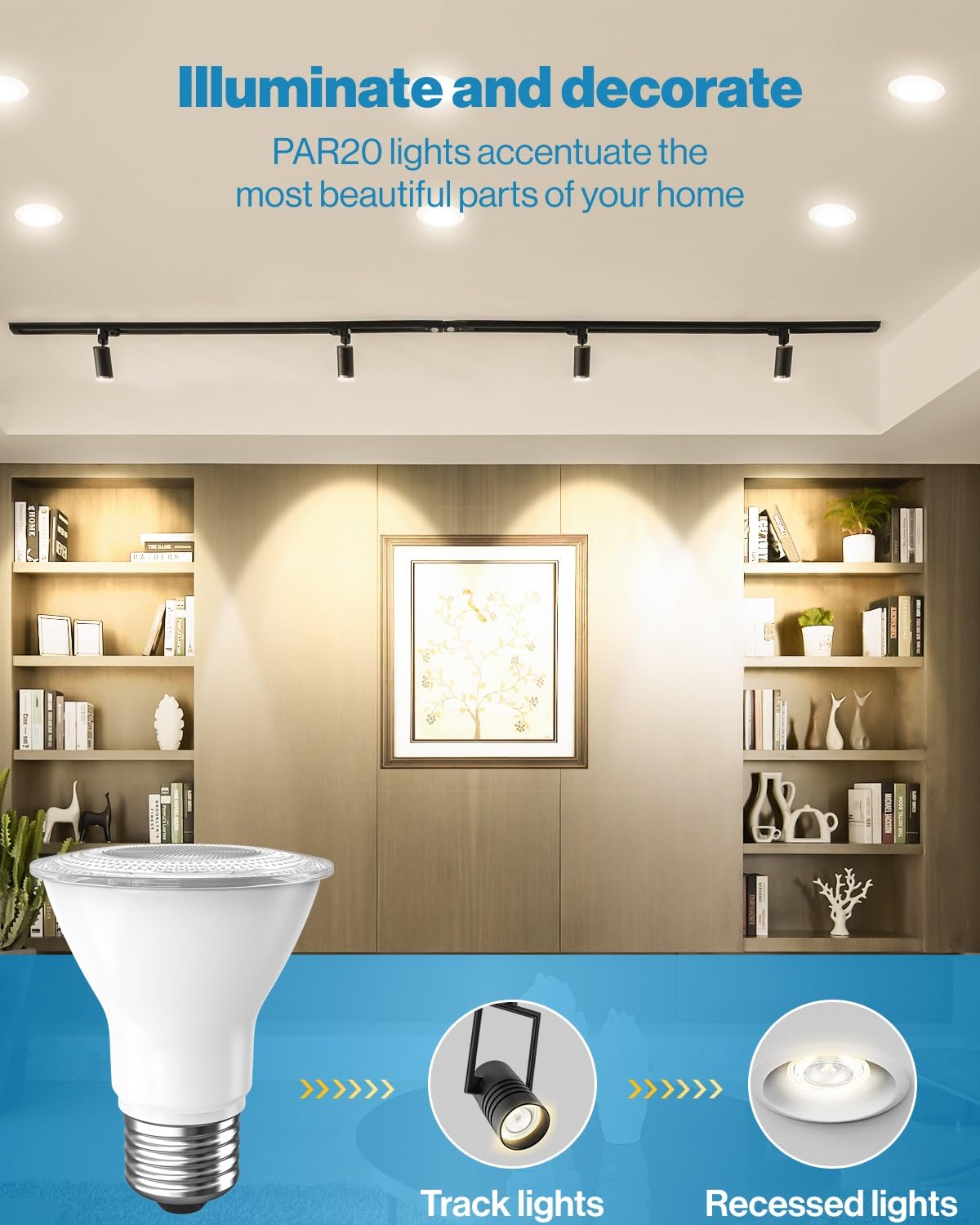 Sunco 10 Pack PAR20 LED Bulbs, Flood Light Bulb Outdoor, 500 LM, 7W (50W Equivalent), 2700K Soft White, E26 Medium Base, Dimmable, Track Lighting for Indoor/Outdoor Use, Wet Rated UL.