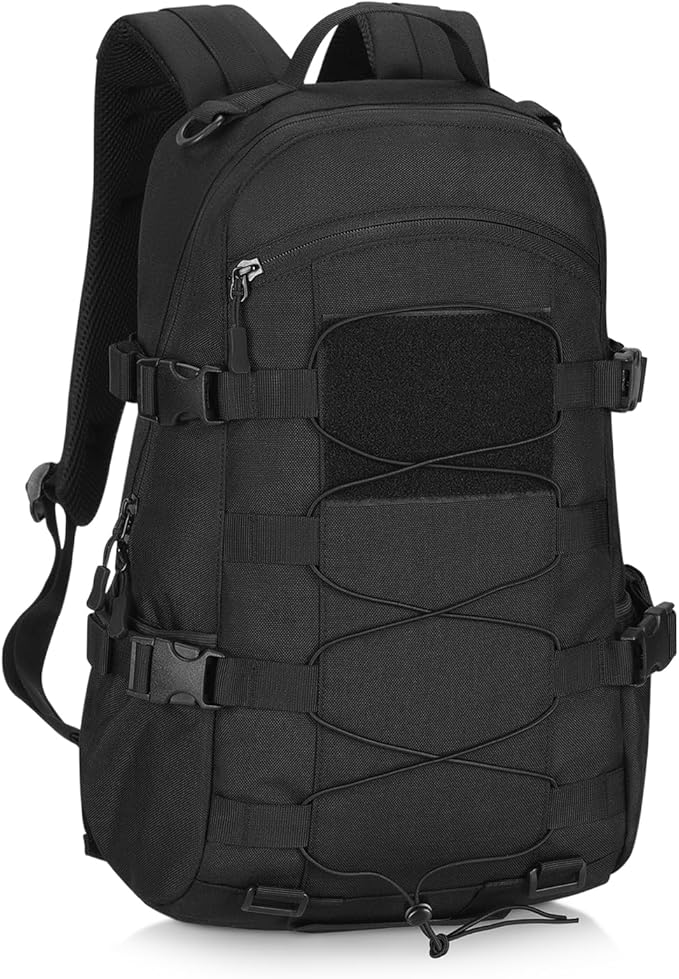 HUNTVP 25L Tactical Backpack Military Backpack MOLLE Bag Outdoor Hunting Rucksack Gear Assault Travel Daily Pack Bag(Black)