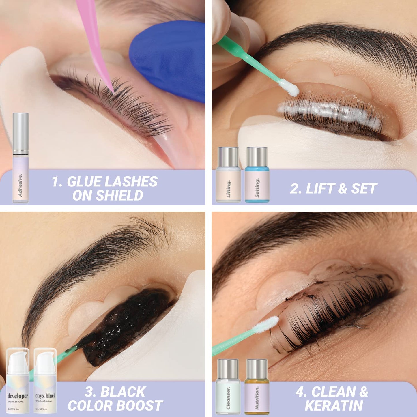 Lift & Brow Lamination Kit | Black, Voluminous Eyebrows & Eyelashes Color | Professional 8 Weeks Result | LVL, Perm, Laminate | Keratin Brow & Lash Kit With All Tools