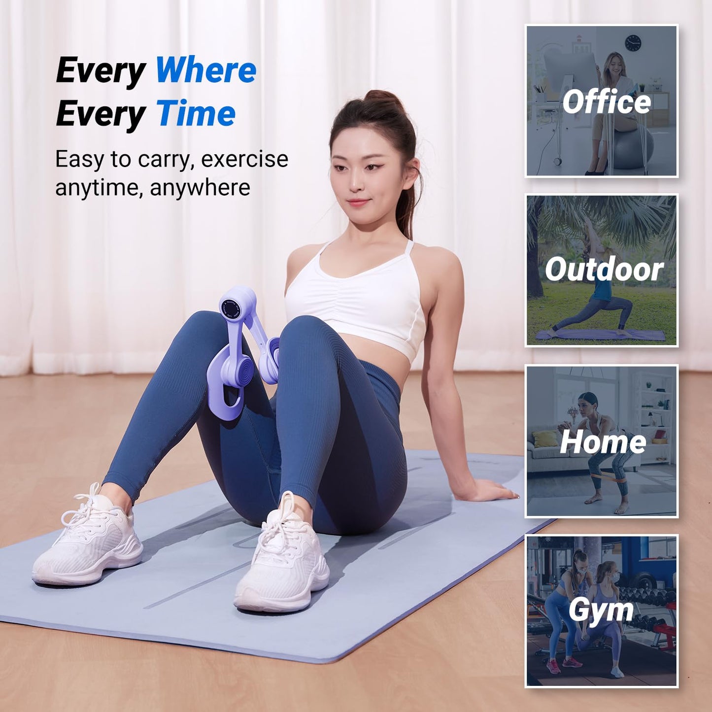 MERACH Thigh Trainer, Pelvic Floor Muscle Trainer, Inner Thigh Exercise Workout Equipment for Home Gym, Pelvic Floor Strengthening Women (Purple)
