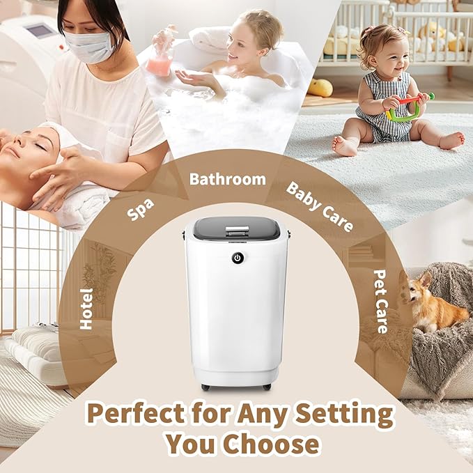 Towel Warmers for Bathroom Bucket，Luxury Large Spa Towel Hot Warmer Bucket Style-Hot Towels in 10 Minutes-Fits Up to Two 40"X70" Oversized Towels - Bathrobe, Towel, Blanket-Gray