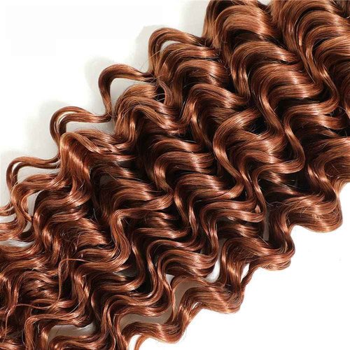 #30 Brown Bundles Human Hair Deep Wave Bundles 30 30 30 Inch Light Brown Deep Wave Bundle Unprocessed Brazilian Virgin Weave Hair 3 Bundle 50 Gram Per Bundle