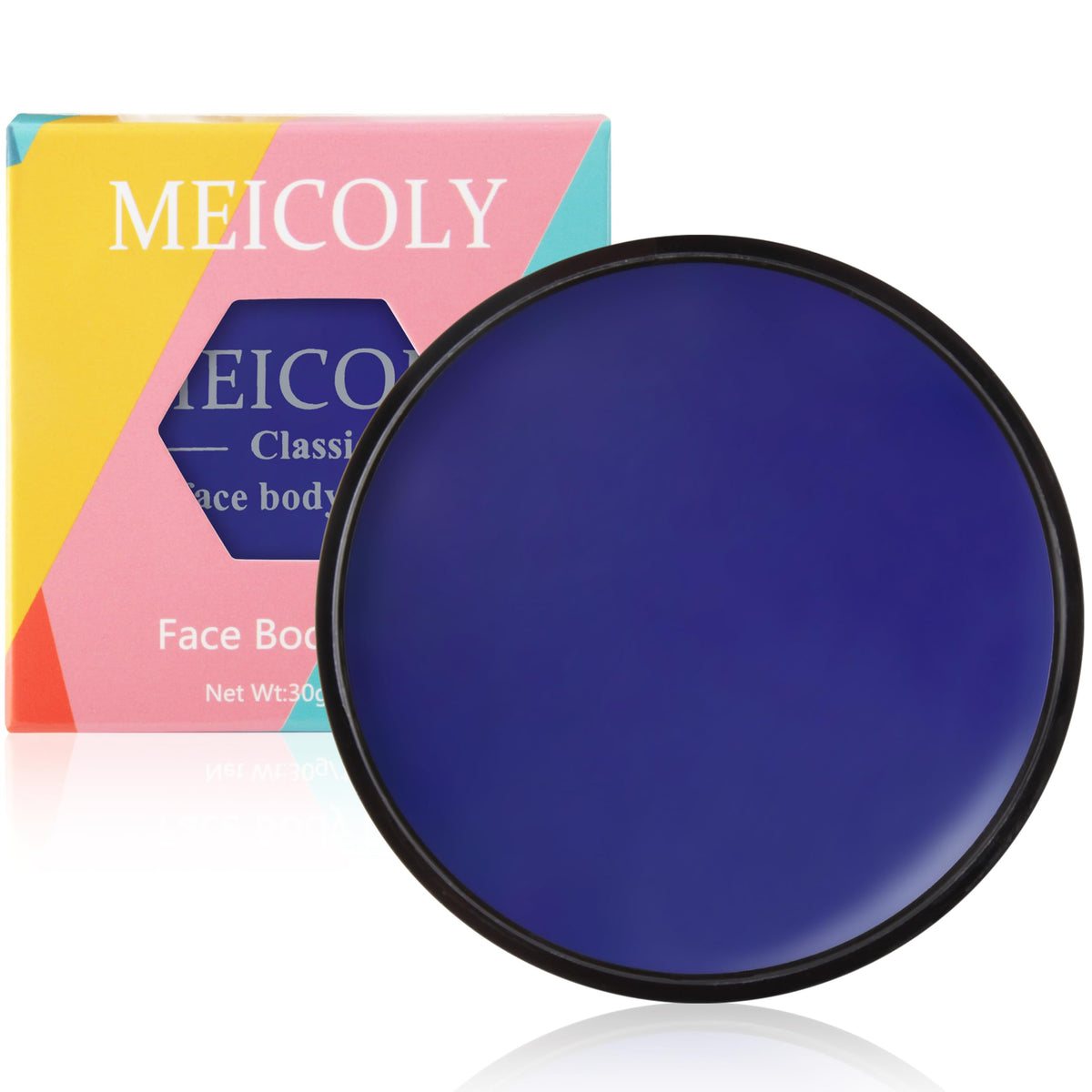 MEICOLY Blue Face Body Paint, 30g/1.05oz Water Based Washable Full Body Paint for Adults and Kids, Dark Blue Single Face Paintin