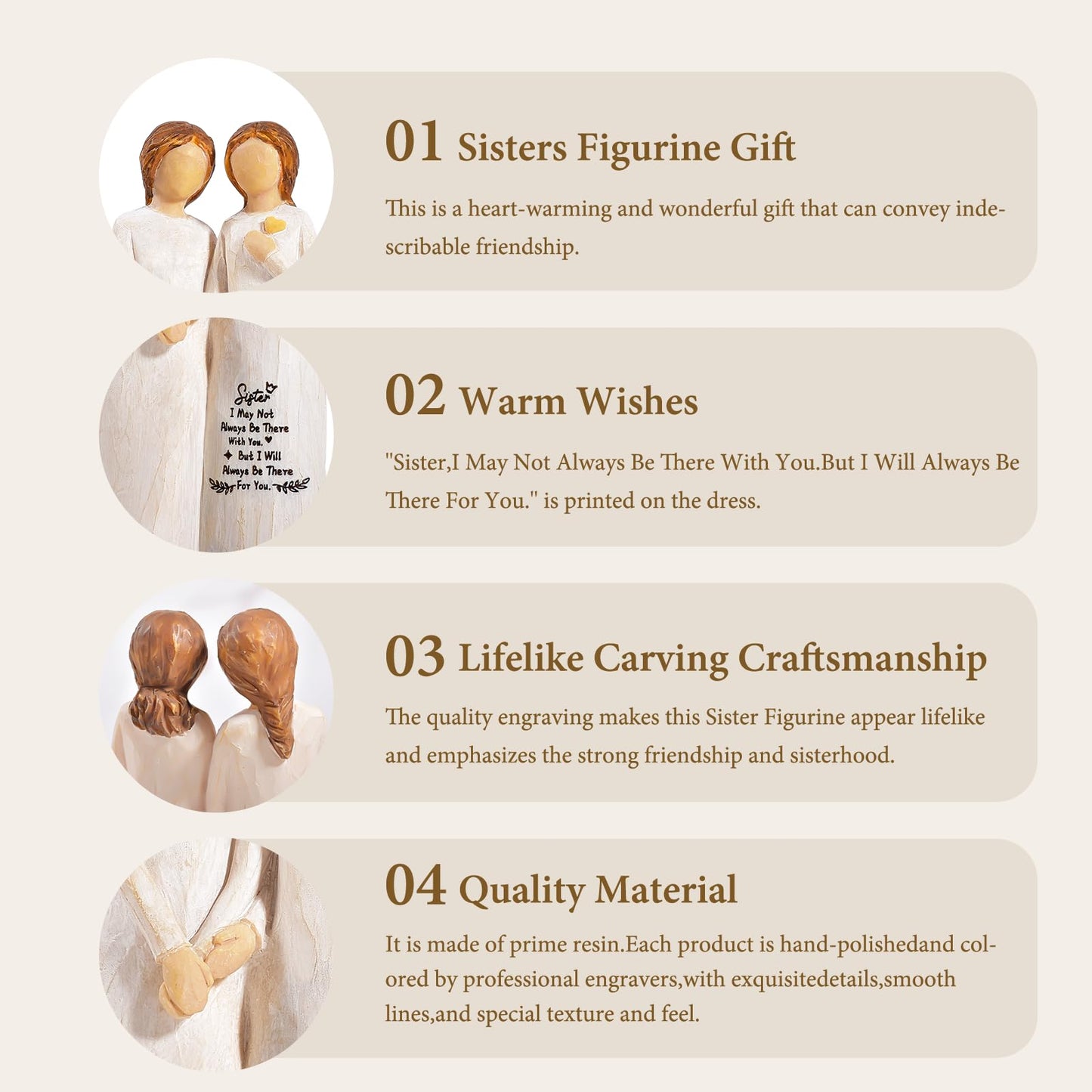 Kohehe Sister Gifts for Women,4.90” Sister Gifts Figurine for Best Friend,Sister Birthday Gifts,Sisters Gifts from Sister,Women Gifts for Sister and Best Friend on Birthday and Sisters' Day