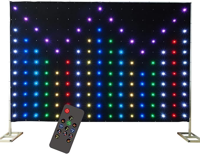 KHXED DJ Stage Light Pro 6.5x9.8ft LED Motion Drape Sound-Activated Rhythm Lights with Remote, 150+ Music Motion Effects f...