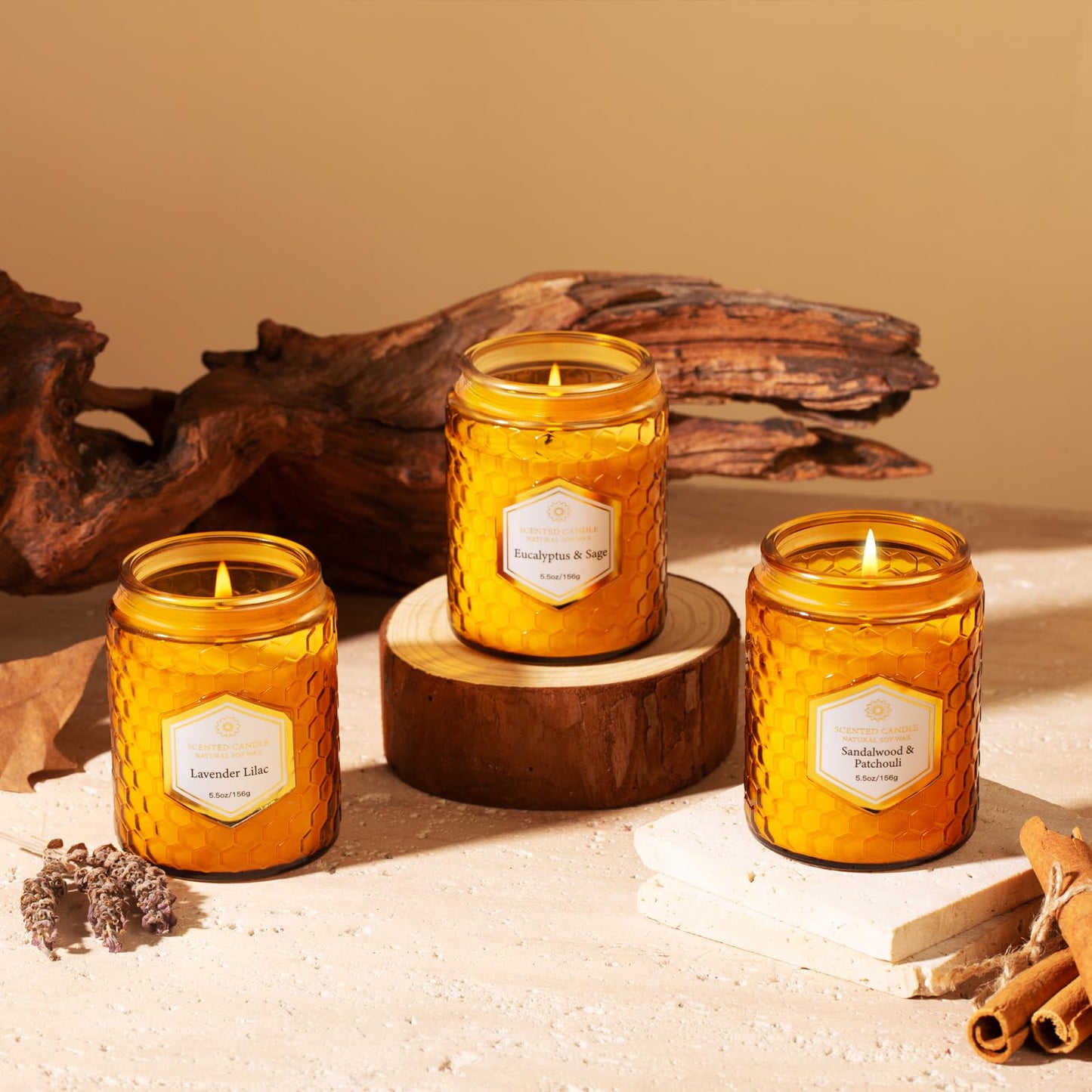 6 Pack Natural Soy Wax Jar Candles for Home Scented, Aromatherapy Gifts Sets for Women, 33 oz 240 Hour Long Lasting Candles Gifts for Birthday | Valentine's Day | Amber Candles|