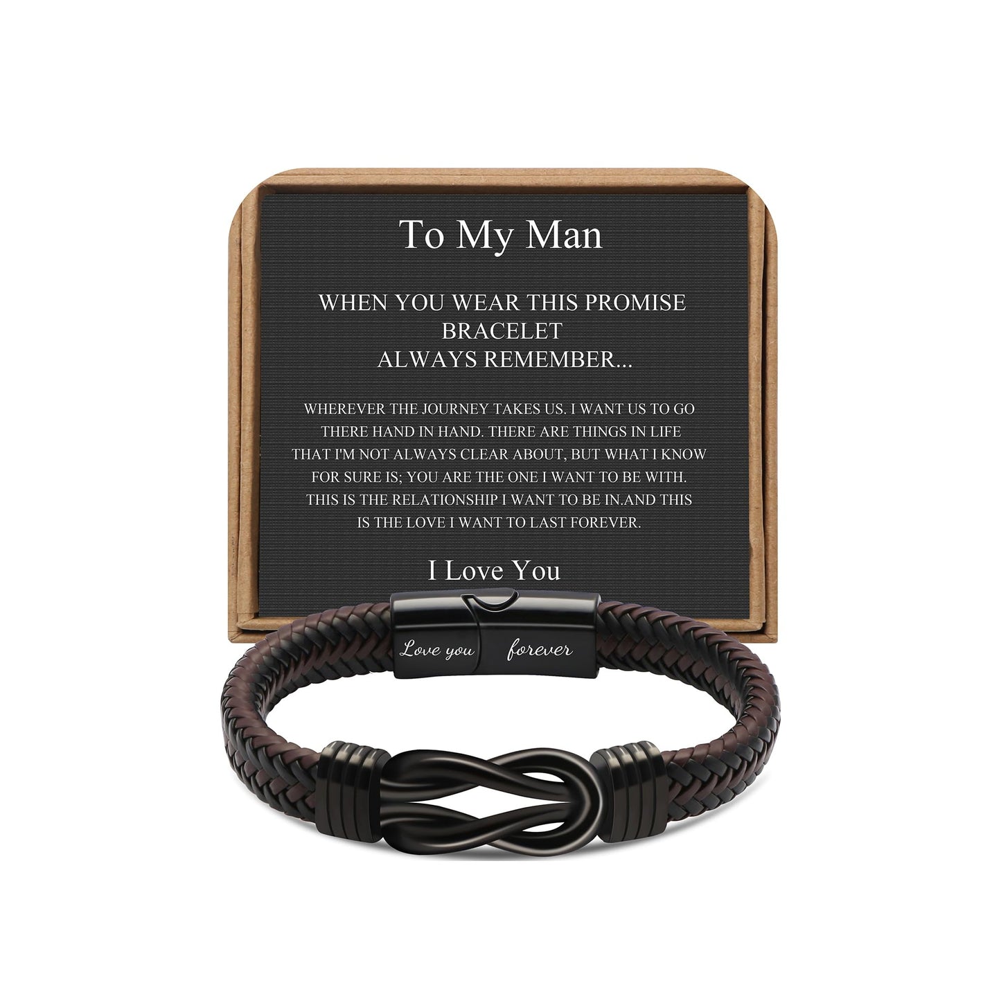 JoycuFF Anniversary Birthday Gifts Bracelets for Men Him Husband Boyfriend from Wife Girlfriend, Husband Boyfriend Gifts Ideas, Christmas Valentines Fathers Day Unique Mens Leather Knot Bracelet