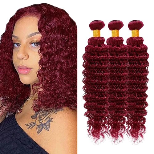 Giginger Brazilian Human Hair Bundles Burgundy 99J Deep Wave Human Hair Bundles 20 22 24 inch Wine Red Unprocessed Virgin Quick Weave Hair for Black Women