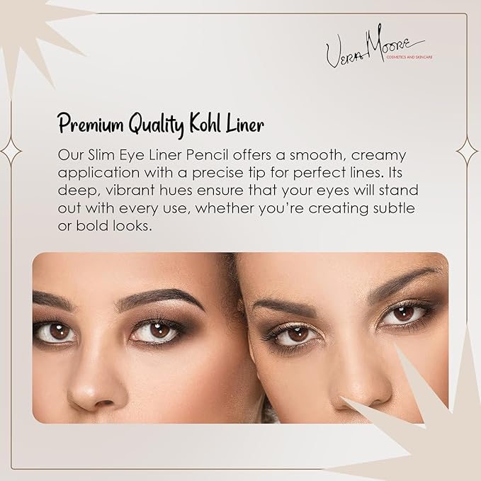 Vera Moore Slim Eye Liner Pencil, Smooth Formula, Hypoallergenic and Vegan, Smudge-Proof and Waterproof Application, Bold and Defined Lines Eyeliner, (0.05 Oz) (Ocean Eyeliner)