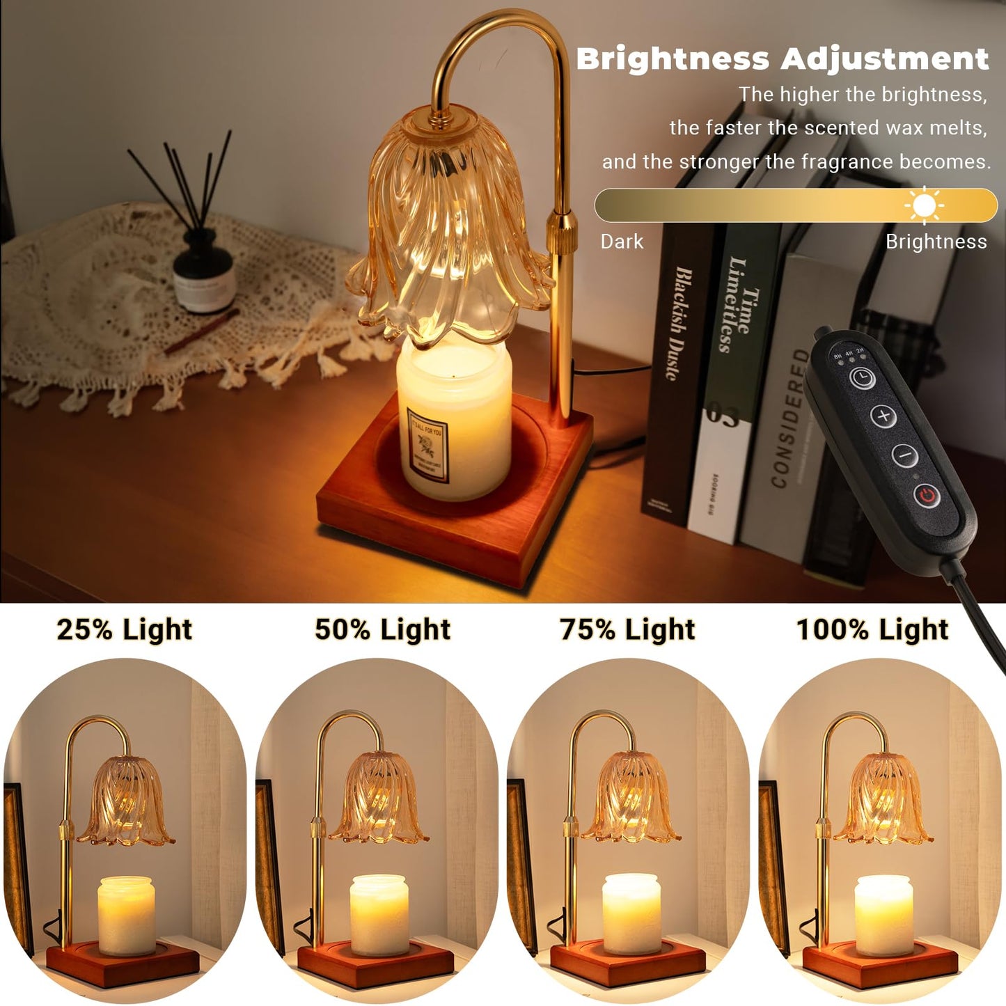 GODONLIF Candle Warmer Lamp with Timer Dimmable, Birthday Gifts for Women Mom, House Warming Gifts New Home Decor, Wax Melt Warmer for Jar Candles with 2 Bulbs