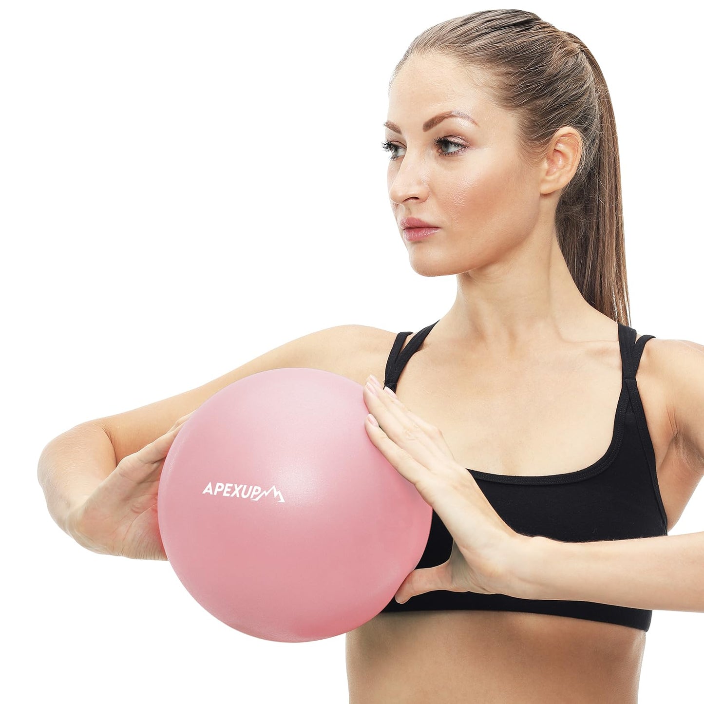 APEXUP Yoga Ball Exercise Ball, Heavy Duty Pilates Ball for Fitness, Balance, Core Workout, Physical Therapy (XXS (9") 23cm, Pink)