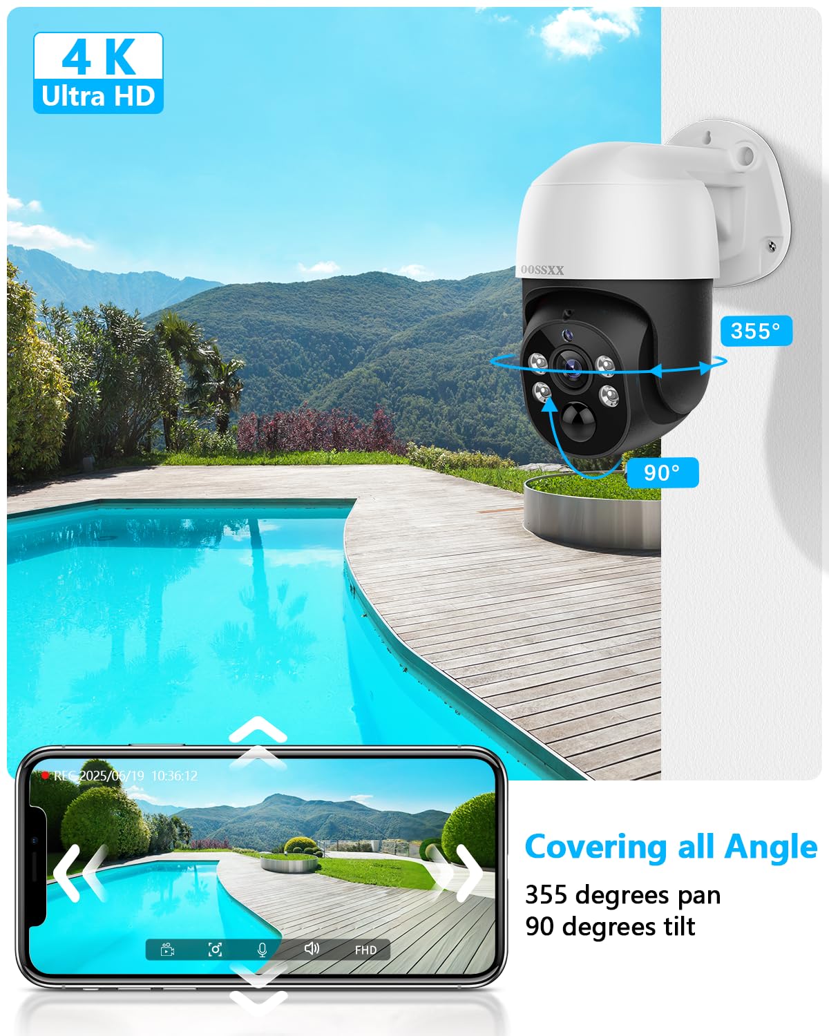 (2026 New) 4K PoE PTZ Security Camera System, 8CH NVR with 3TB HDD, 4 Bullet & 4 PTZ Cameras, Auto Tracking, 130° Wide Angle, 2-Way Audio, PIR AI Human Detection, No Monthly Fee