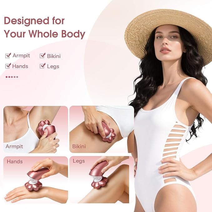 Electric Razors for Women Legs: 5-in-1 Rechargeable Body Shaver, 7D Wet & Dry Body Trimmer, IPX7 Waterproof Lady Hair Remover for Face Underarms Pubic, Matte Pink