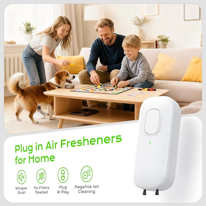 Cat Litter Deodorizer 99% Negative Ion Odor Eliminator, Plug In Filter-free Air Purifier for Pets, Bedroom, Office, Kitchen, Toilet, Wardrobe, Shoe, Garage, Quiet Portable Mini Air Cleaner