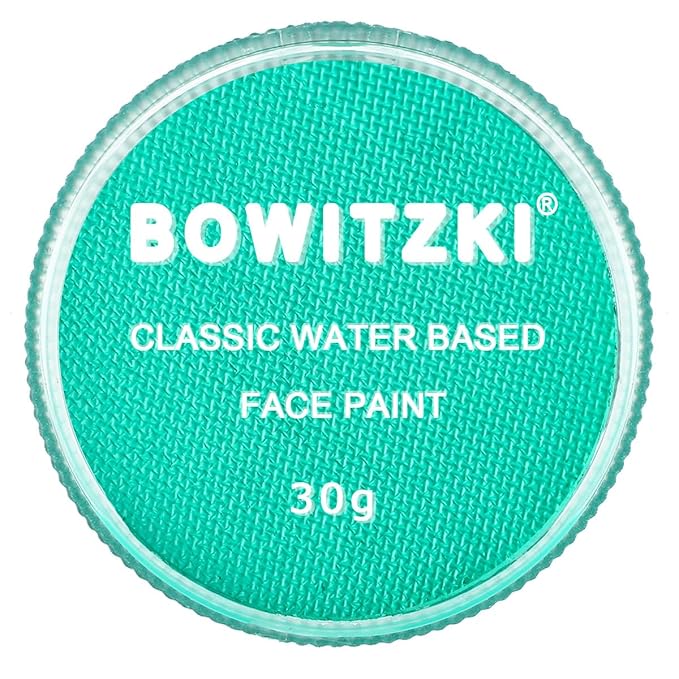 Bowitzki 30g Professional Face Paint Body Paint Water Based Face painting Makeup Safe for Kids and Adults Split Cake Single Color (Cyan)
