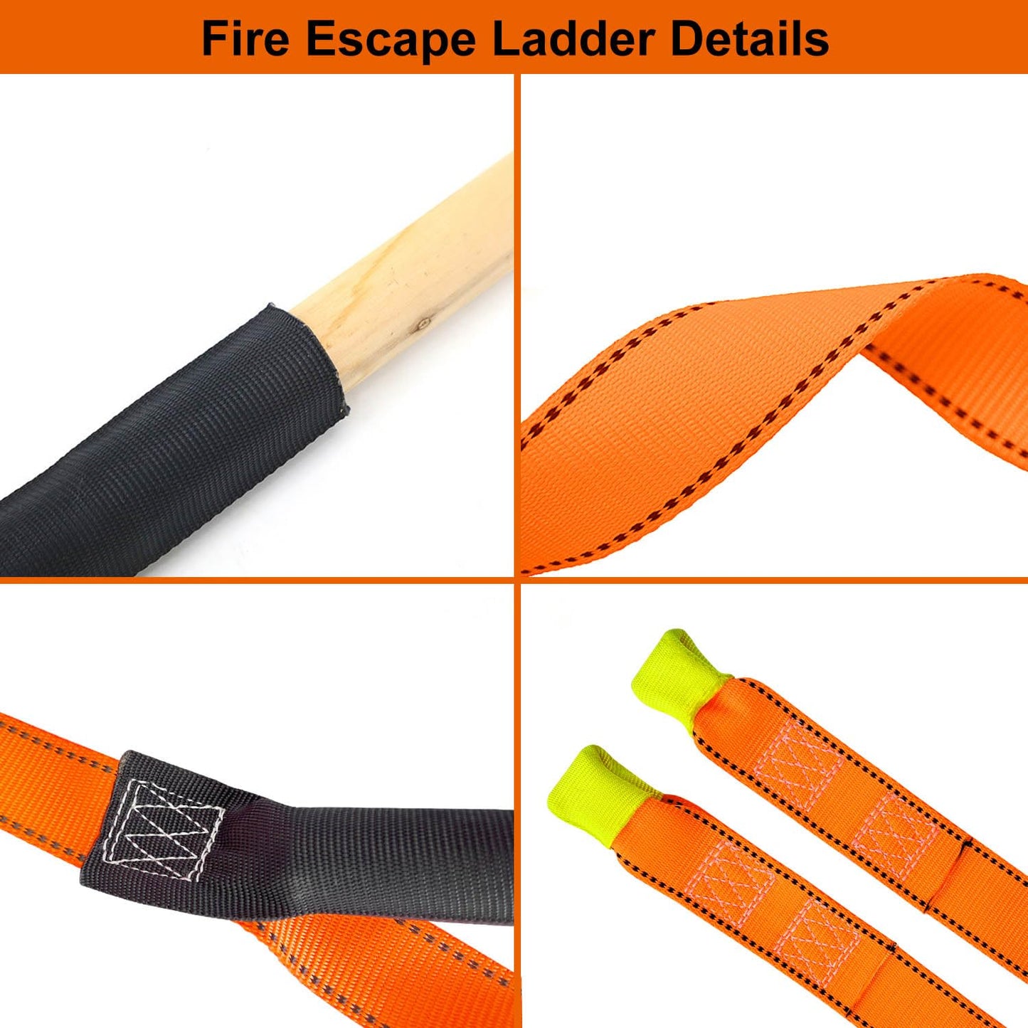 FKNGS Fire Escape Ladder, 32.8 Feet Emergency Fire Ladder, 3-5 Story Homes Reusable Safety Rope Ladder for Kids and Adults