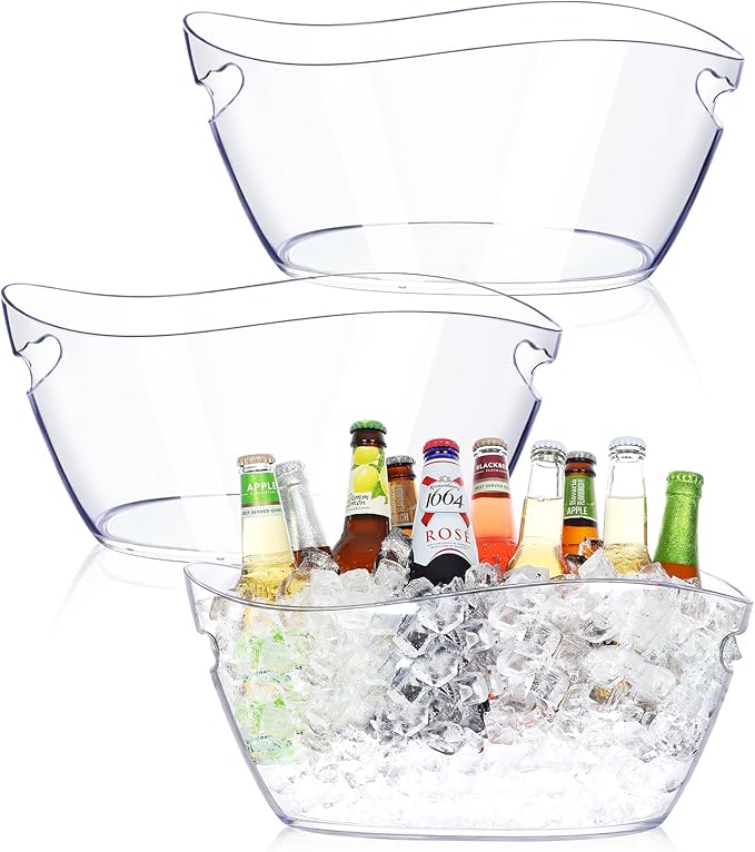 Ice Bucket-3 pcs Acrylic Beverage Tub,Champagne Bucket for Parties, Mimosa Bar Supplies for Beer, Sparkling, Wine, Cocktails