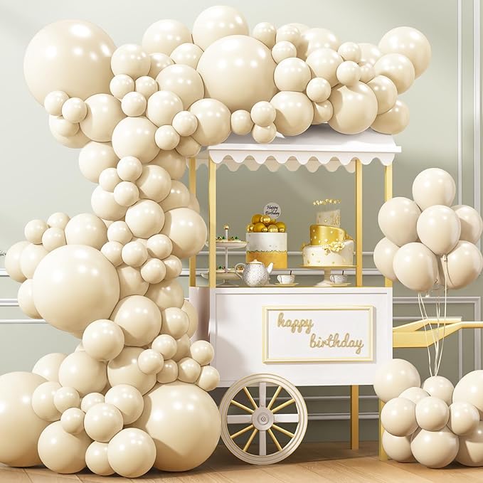 APLANET 150pcs Ivory White Cream Balloons Different Sizes 18 12 10 5 Inch, Latex Balloons for Ivory White Themed Birthday ...