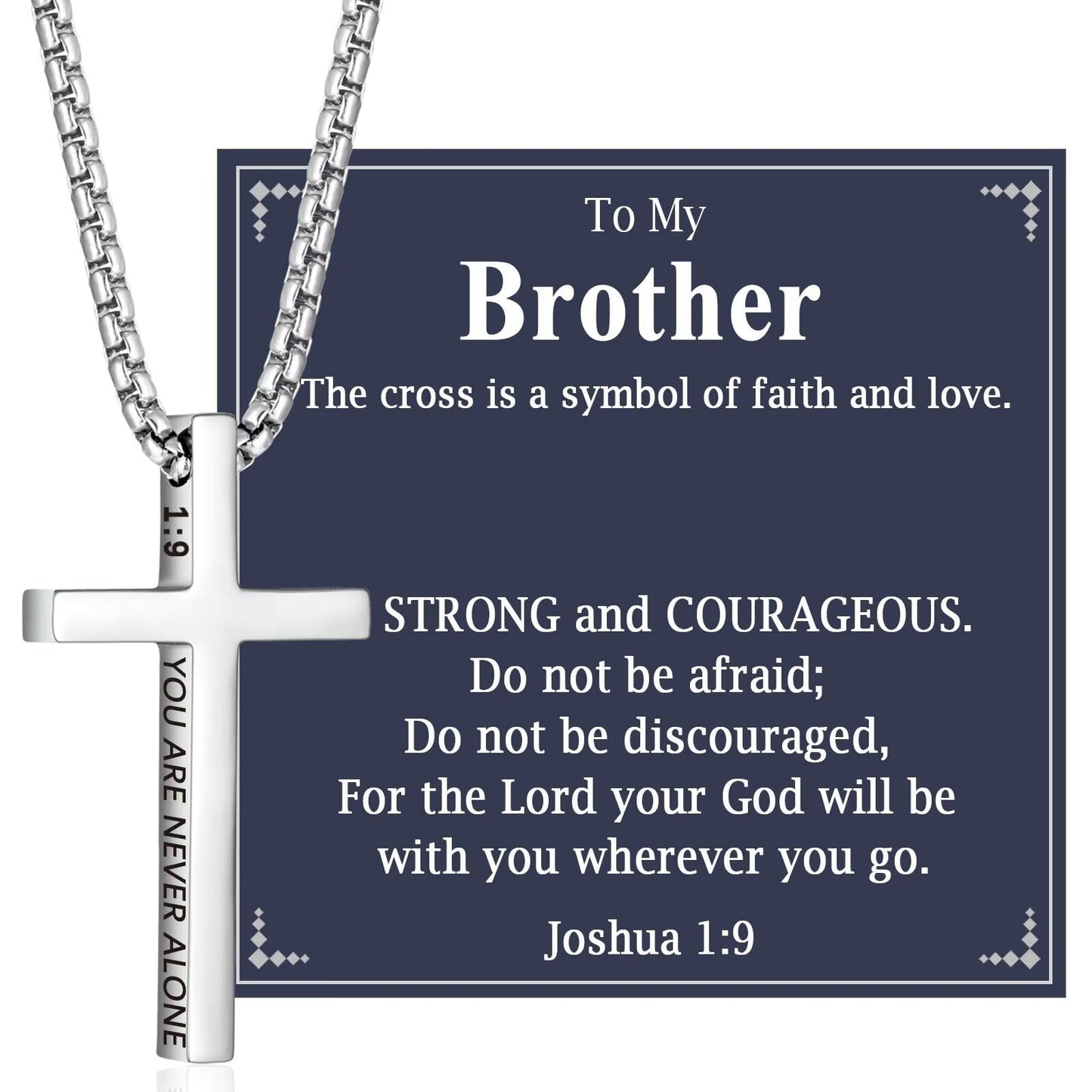 OAVOOK Cross Necklace Gifts for Brother from Sister Christian Gift for Teen Boys on Birthday Christmas Fathers Day Graduation