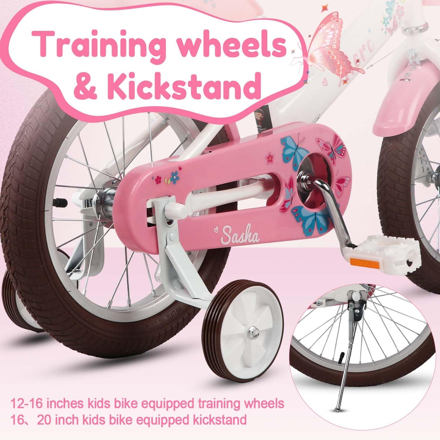 Glerc Sasha Girls Bike, 12 Inch Kids Bicycle for Ages 2-4 Years Old Children, Retro Vintage Style Toddler Bicycle with Doll Bike Seat and Basket, White