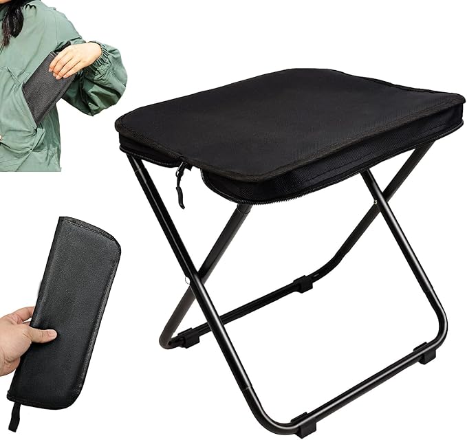 Collapsible Stool,Upgraded13 inch Portable Camping Chair,1.3 lbs Ultralight Folding Stool,Camping Stool with Carry Bag,300...