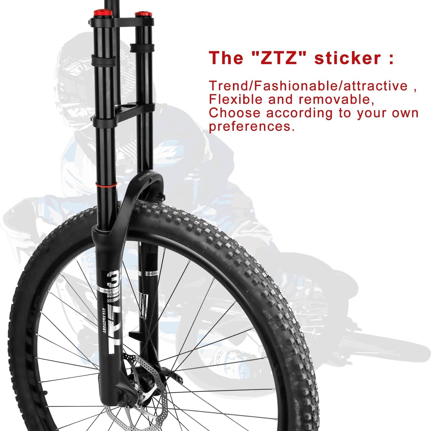 ZTZ 20/26 inch 4.0 Fat Tire Bike Air Suspension Fork - 180mm Travel, 135mm Hub Spacing, QR 9mm, Double Crown Shock Absorber Fork for MTB Fat Snow Beach E-Bike (Black Fat Tire Fork, 20 inch)