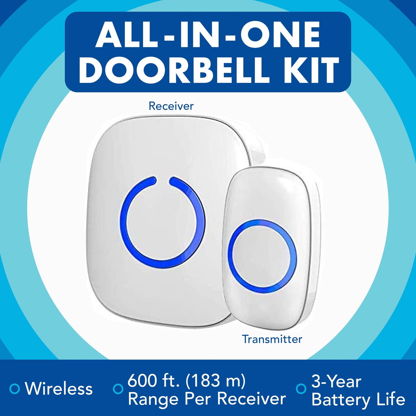 Sadotech Wireless Doorbells For Home - Adjustable Volume With 52 Chimes, 1000Ft Range, Easy Installation, Weatherproof Wireless