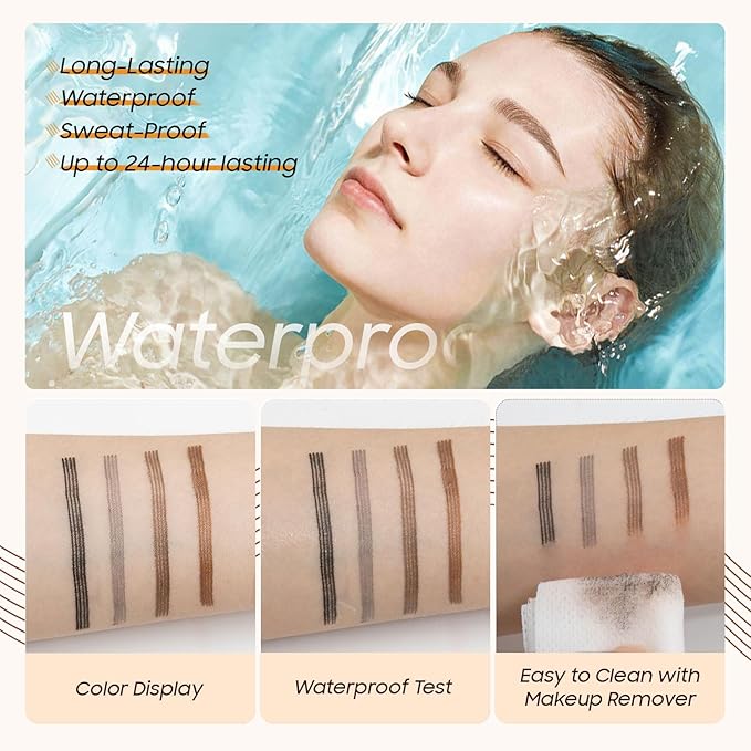 Microblading Eyebrow Pen - Long Lasting Waterproof Brow Pencil With Micro-Fork Tip Applicator and Stays on All Day (Black)