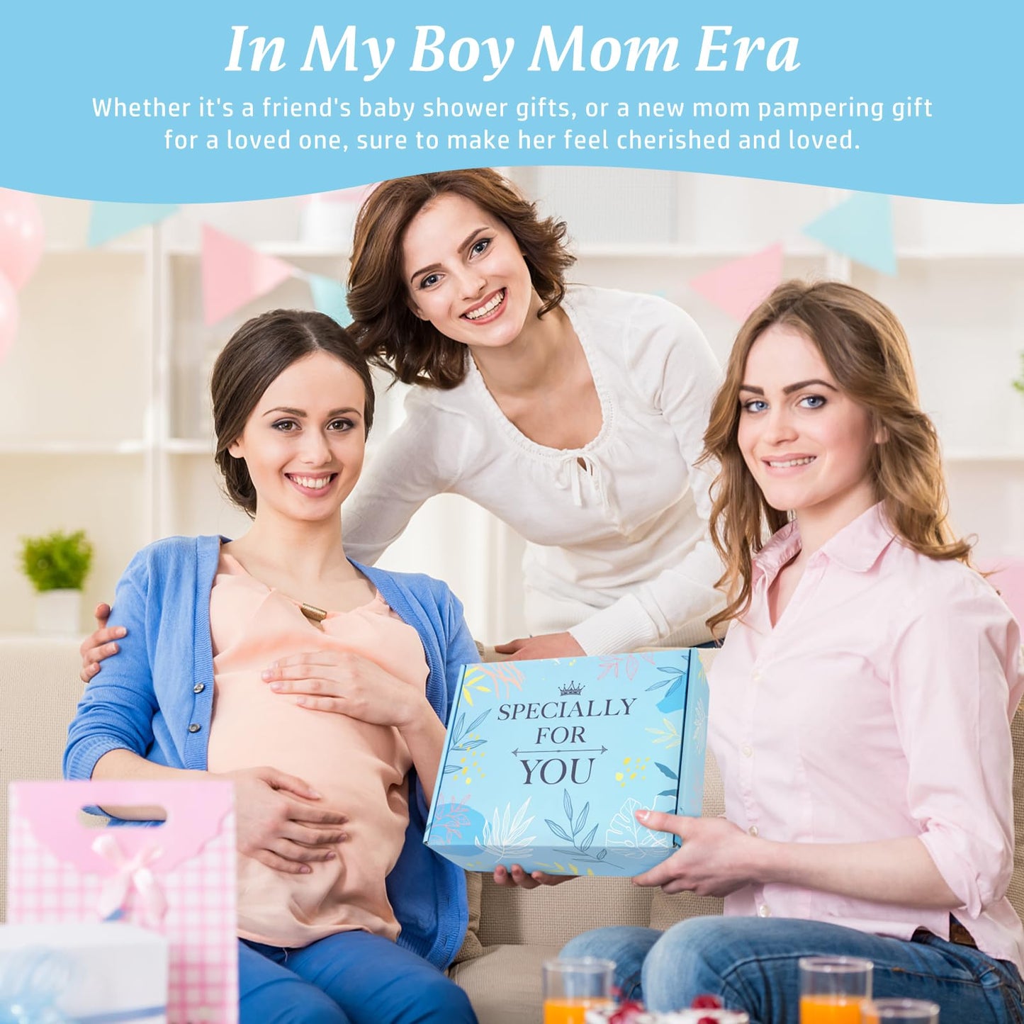 iAOVUEBY New Mom Gifts & Baby Boy Gift Basket, Baby Shower Gifts for Expecting Mom To Be, Postpartum Gifts For Moms, New Mom Care Package After Birth, First Time Mothers Day Birthday Gifts for Women