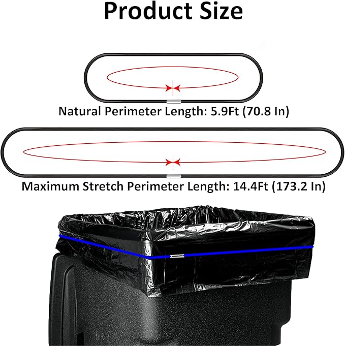 Trash Can Bands, Hongmed Heavy Duty Rubber Bands Fit 50 to 96 Gallon Cans for Kitchen/Office/Garage, Secure Large Garbage Bags(Black/Blue/Green)
