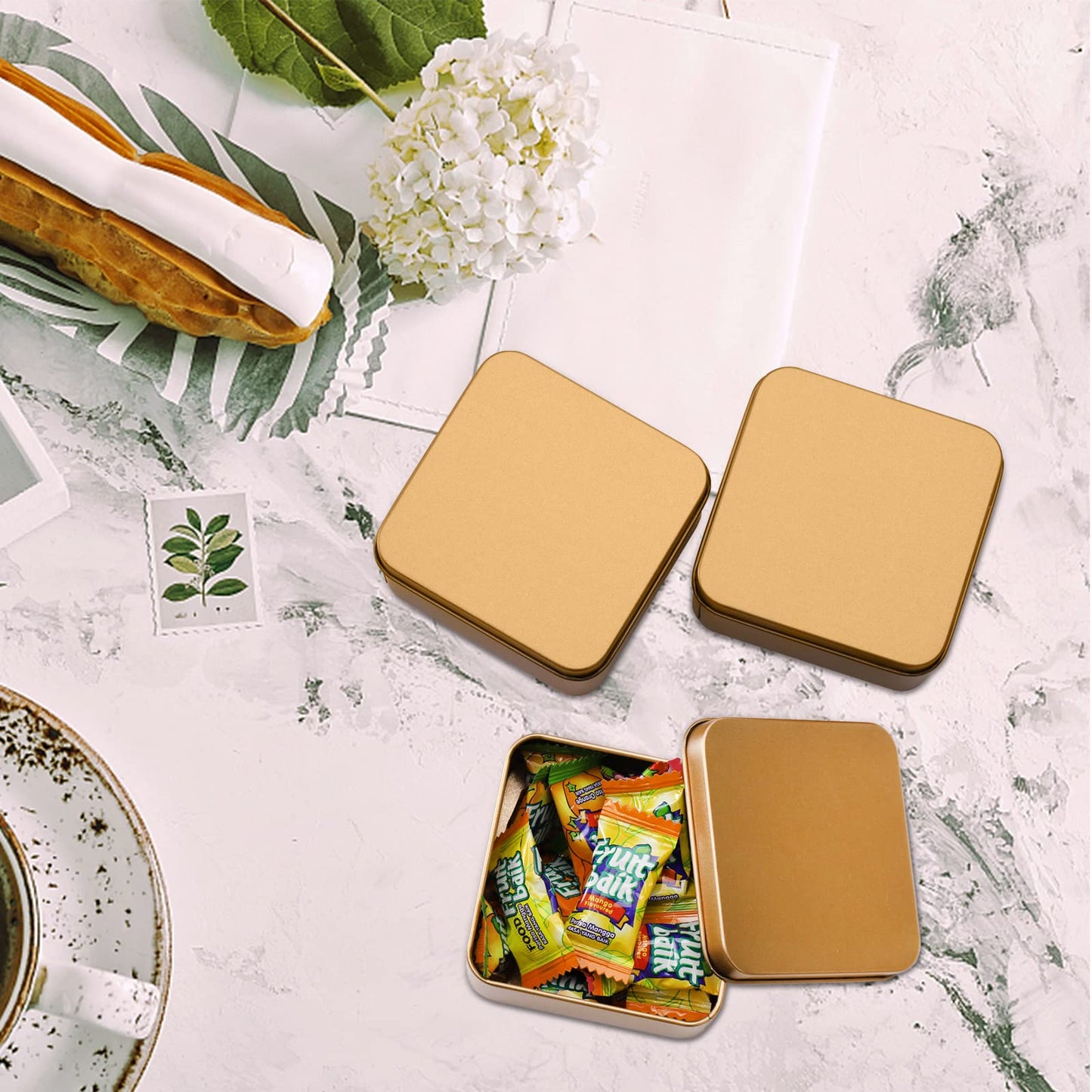 Peohud 20 Pack Tin Boxes with Lids, Empty Metal Tins, Portable Storage Metal Tin Container Organizer for Cookie, Candy, Treats, Gifts, Favors and Crafts