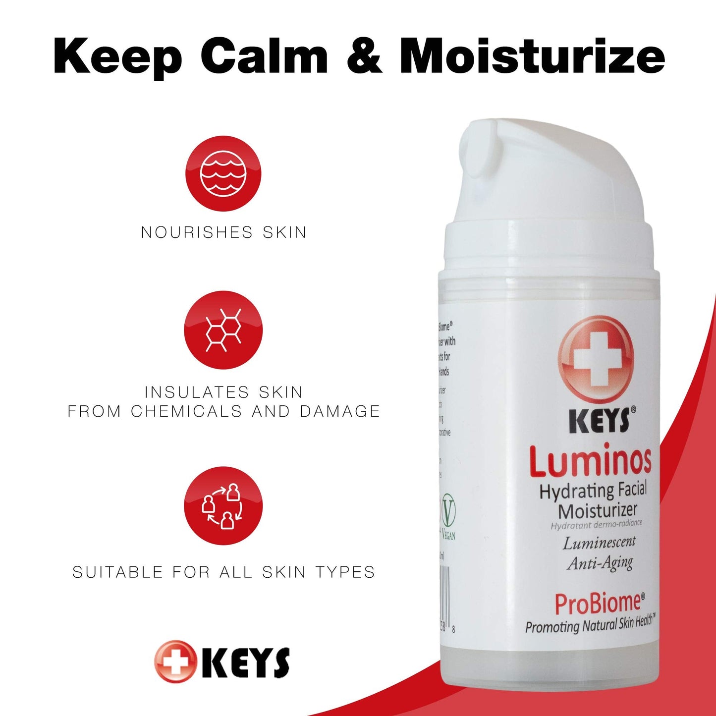 Keys Care Luminos Hydrating Clear Natural Moisturizer - Makeup Base For Radiant Skin - Anti-Aging & Treats Discoloration For All