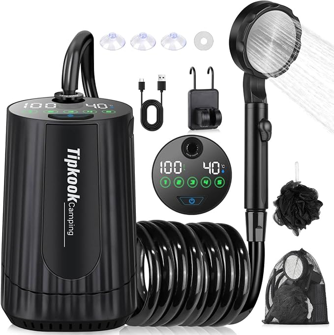 Portable Shower for Camping Essentials: 10000mAh Battery Powered Shower Rechargeable, IPX8 Waterproof Outdoor Shower, 5-Sp...