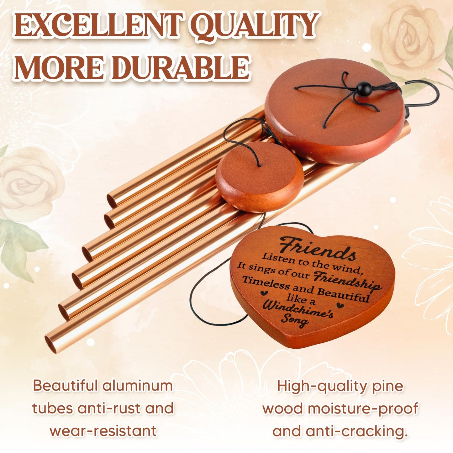 Best Friend Birthday Gifts for Women, Ideas Friendship Gifts for Women, Unique Wind Chimes for BFF, Soul Sister, Unique Outdoor Garden Decor for Female
