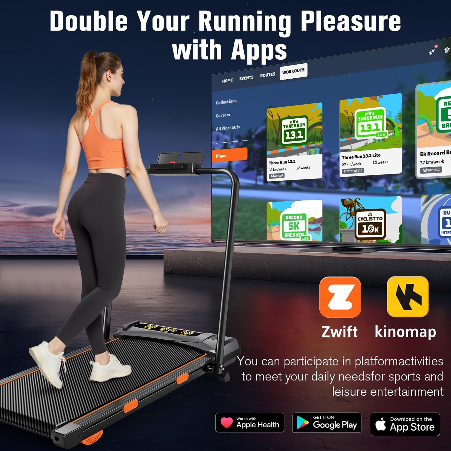 Incline Treadmill for Home, Walking Pad with Handle Bar, Under Desk Compact Treadmill with 350 Lbs Capacity, LED Display & APP, Remote Control, 3.0HP (XXL)