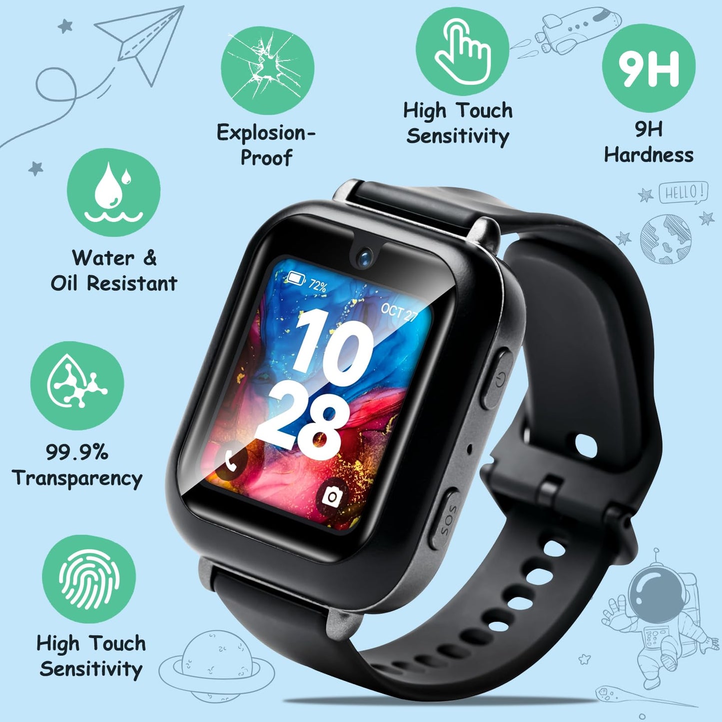 ottpluscase for Bark Watch Screen Protector, [2 Pack] Tempered Glass Screen Protector Overall Protection Anti-Scratch Touch Sensitive Ultra-Thin Lightweight for Bark Watch (2 Pack Clear)
