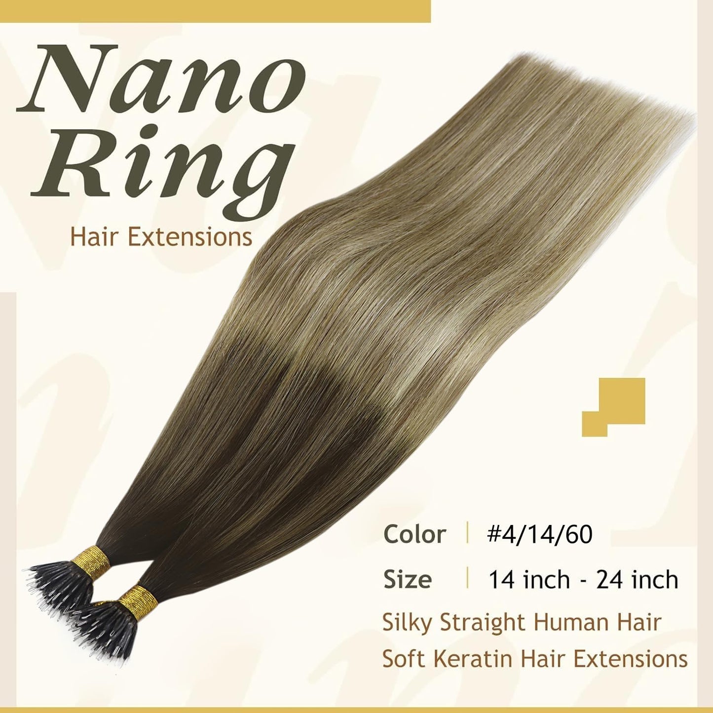 Sunny Hair Ombre Nano Bead Hair Extensions Balayage Nano Extensions Human Hair Brown Balayage Light Blonde Nano Ring Hair Extens