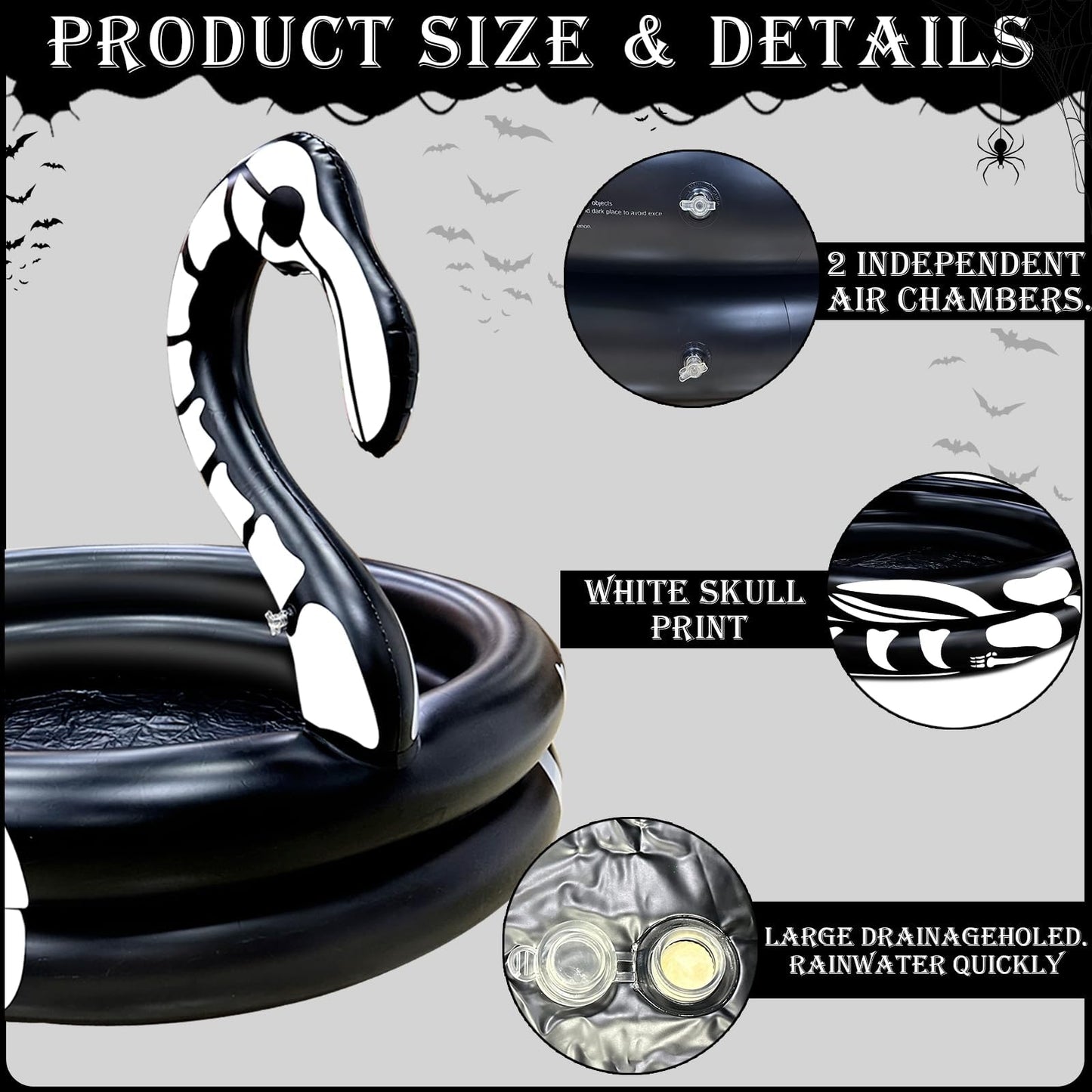 Halloween Inflatable Skeleton Flamingo Cooler, 120+ Cans Large Capacity Drink Cooler for Holiday Party Home Indoor Outdoor Halloween Decor
