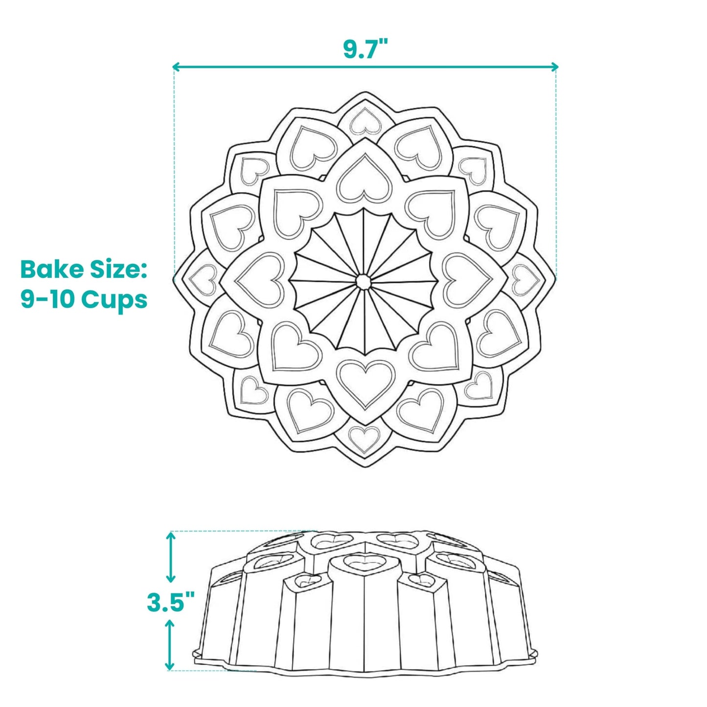 Baker's Secret Nonstick Fluted Cake Pan, Perfect for Fluted Cakes, Die Cast Aluminum Cake Pans, 2 Layers Non-stick Coating For Easy Release, Fluted Cake Pans - (Amour)