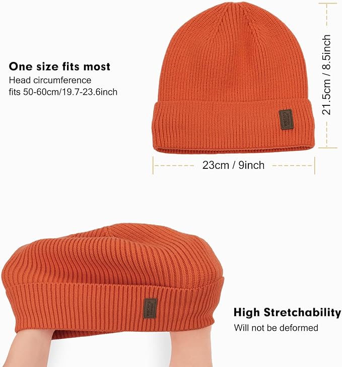Wmcaps Winter Beanie for Men Women, Fleece Lined Beanie Soft Warm Knit Hat Ski Stocking Cuffed Cap