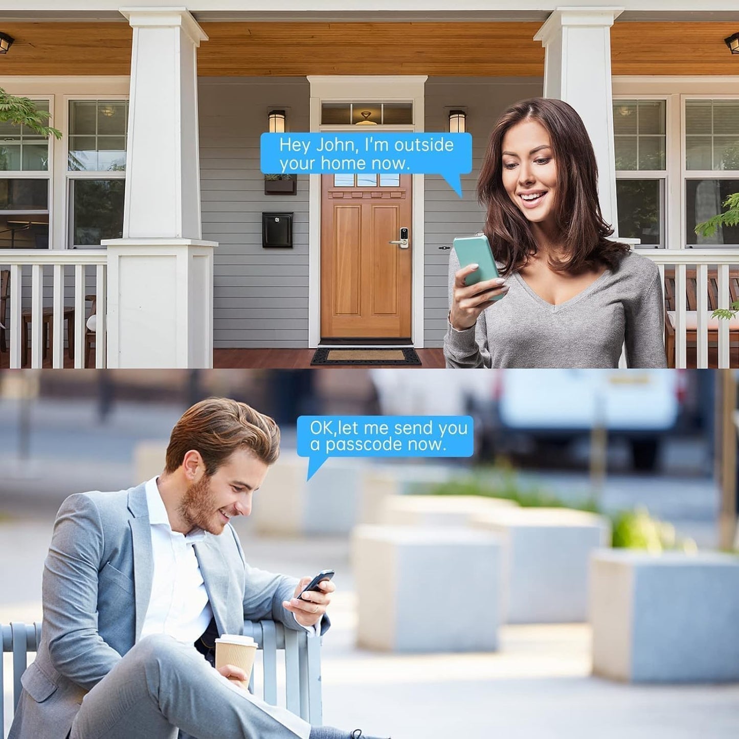 SMONET Front Door Lock Set with Handle, Smart Fingerprint Keyless Entry Door Lock, Deadbolt with App Control, Touchscreen Keypad for Home Airbnb Apartment