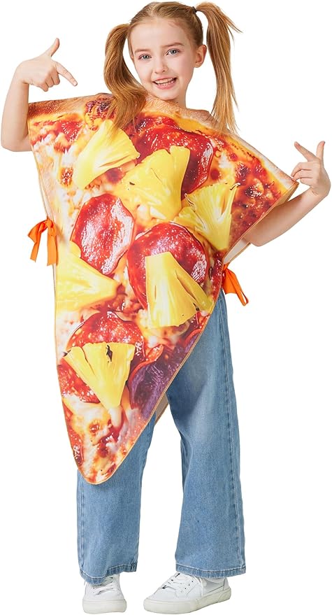 Aotiooy Pizza Costume for Kid, Halloween Pizza Slice Tunic Costume for Toddler Child Teens, Funny Food Cosplay Onesie, One...