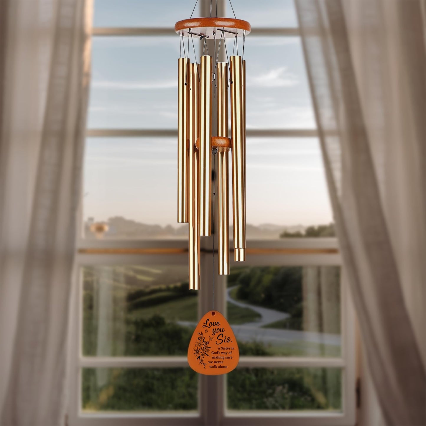 A Sister is God's Way We Never Walk Alone Wind Chimes Birthday Gifts for Sister Gifts from Sisters, Brother - 28" Sisters WindChimes Gift for Christmas, Anniversaries