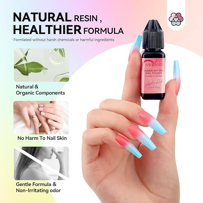 SAVILAND Airbrush Gel Nail Polish: 36 Colors No Need for Dilution Gel Polish Airbrush Paint for Nail Diluted High Pigmented for Acrylic French Gradients Cat Eye Paint Home Salon DIY Christmas Gift