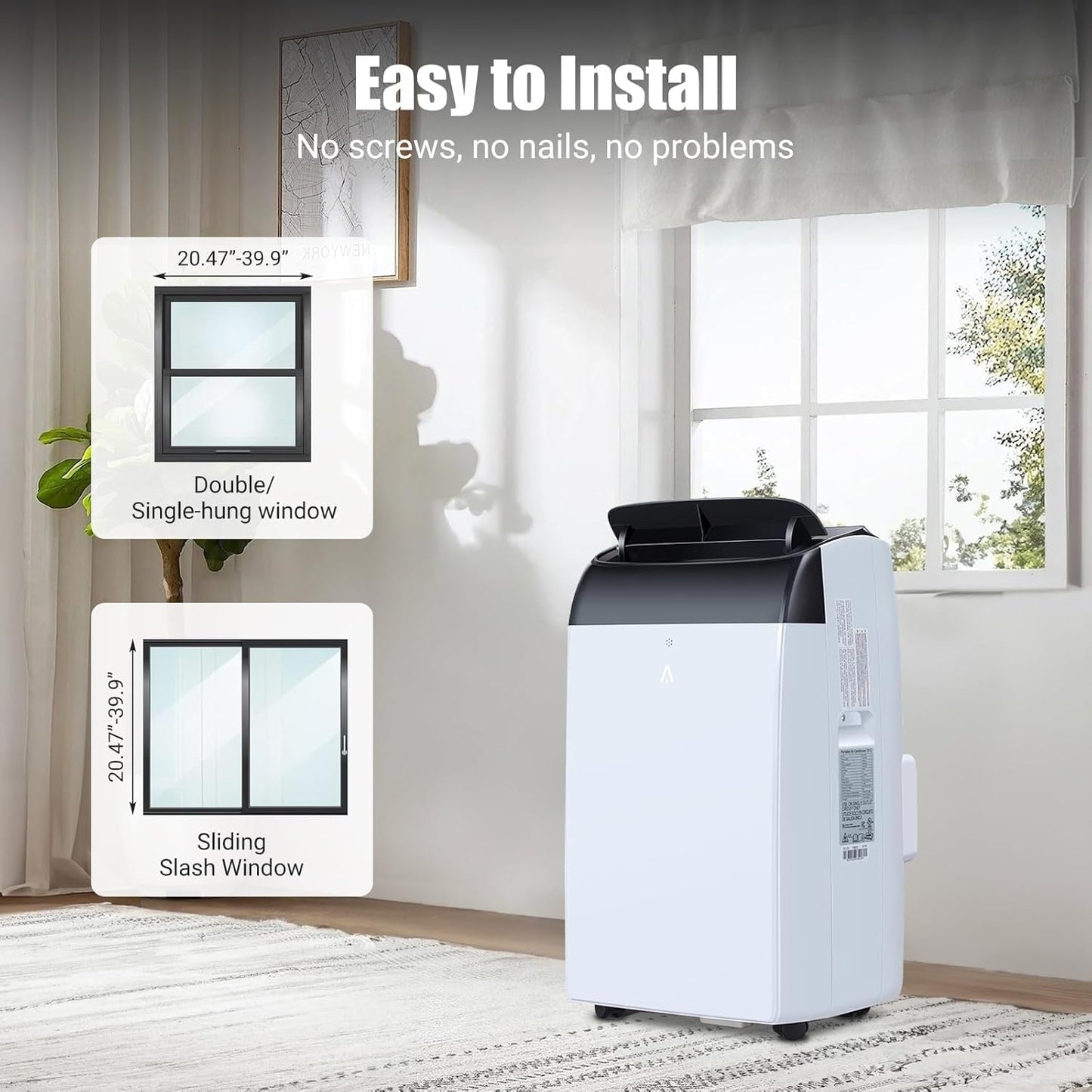 2PCS 14000 BTU Portable Air Conditioner, Cools Up to 750 Sq.ft, 3-in-1 Quiet AC Unit with Cooling Dehumidifier Fan, Remote Control, Auto Swing, 24H Timer & Complete Installation Kits for Large Room Be