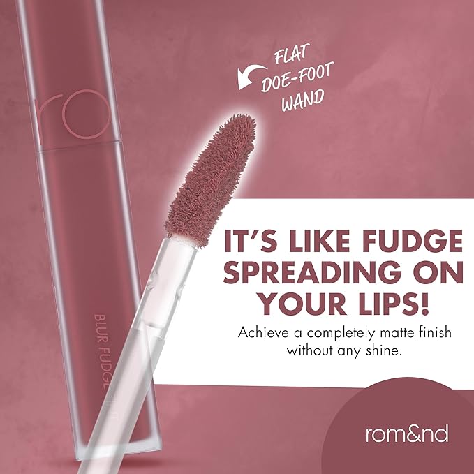 rom&nd Blur Fudge Lip Tint #02 Rosiental | Muted Rosy MLBB Velvet Matte Liquid Lipstick | Soft Blurring K-Beauty Formula, Long-Lasting & Non-Drying