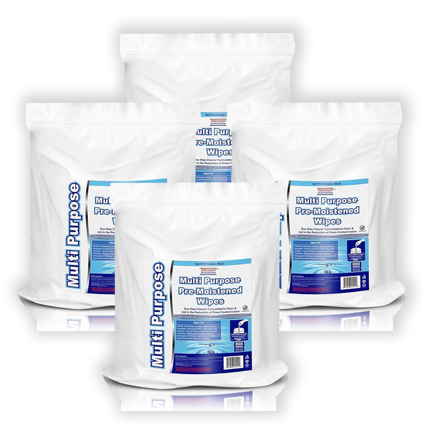 Freshnaps Wet Wipes Bulk - 4 x 800 Count Refill Bags (3200 Commercial Disposable Wipes) Value Pack - For Upward Pull Dispenser Ideal For Public Use