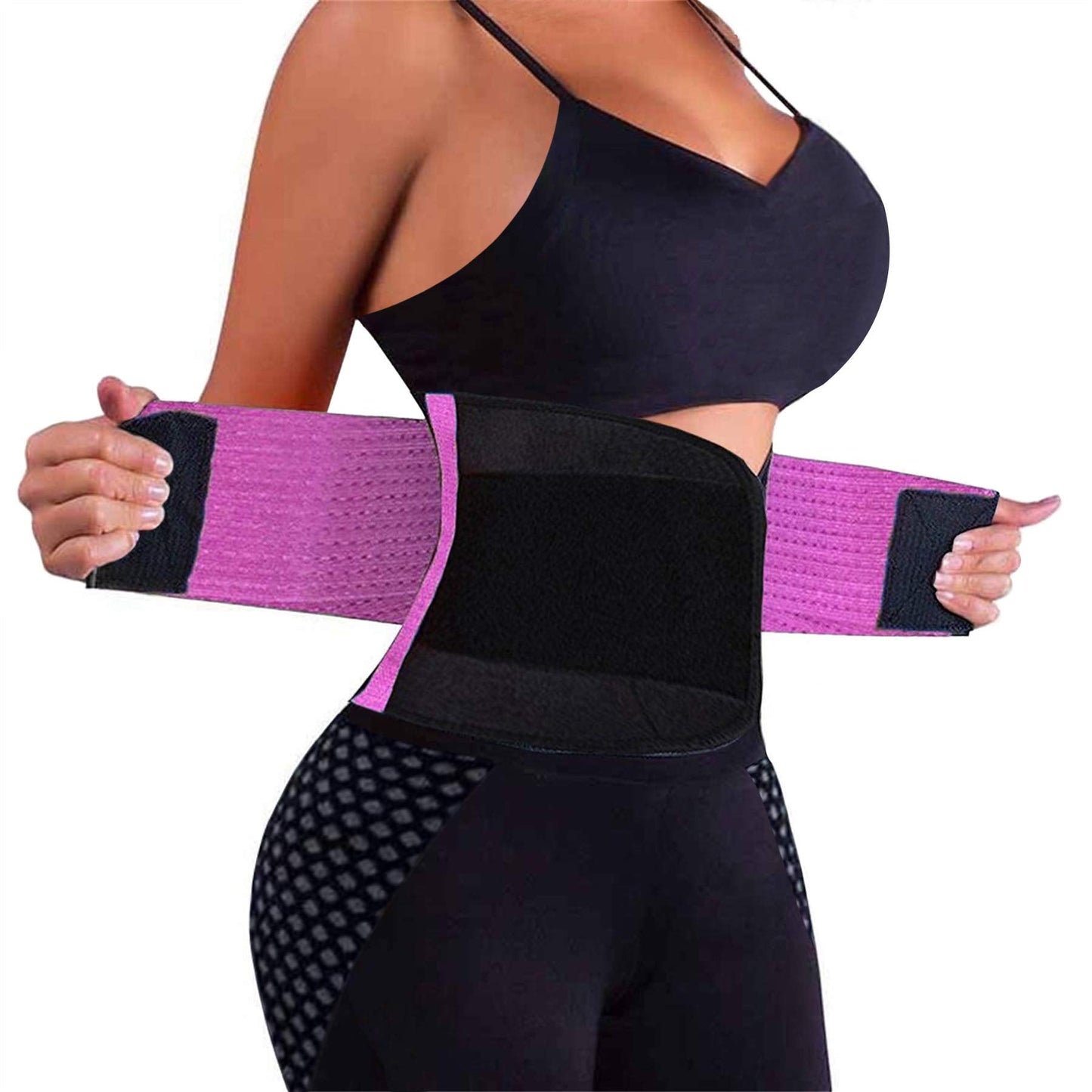 VENUZOR Waist Trainer Belt for Women - Waist Cincher Trimmer - Slimming Body Shaper Belt - Sport Girdle Belt (UP Graded)(Purple,Large)