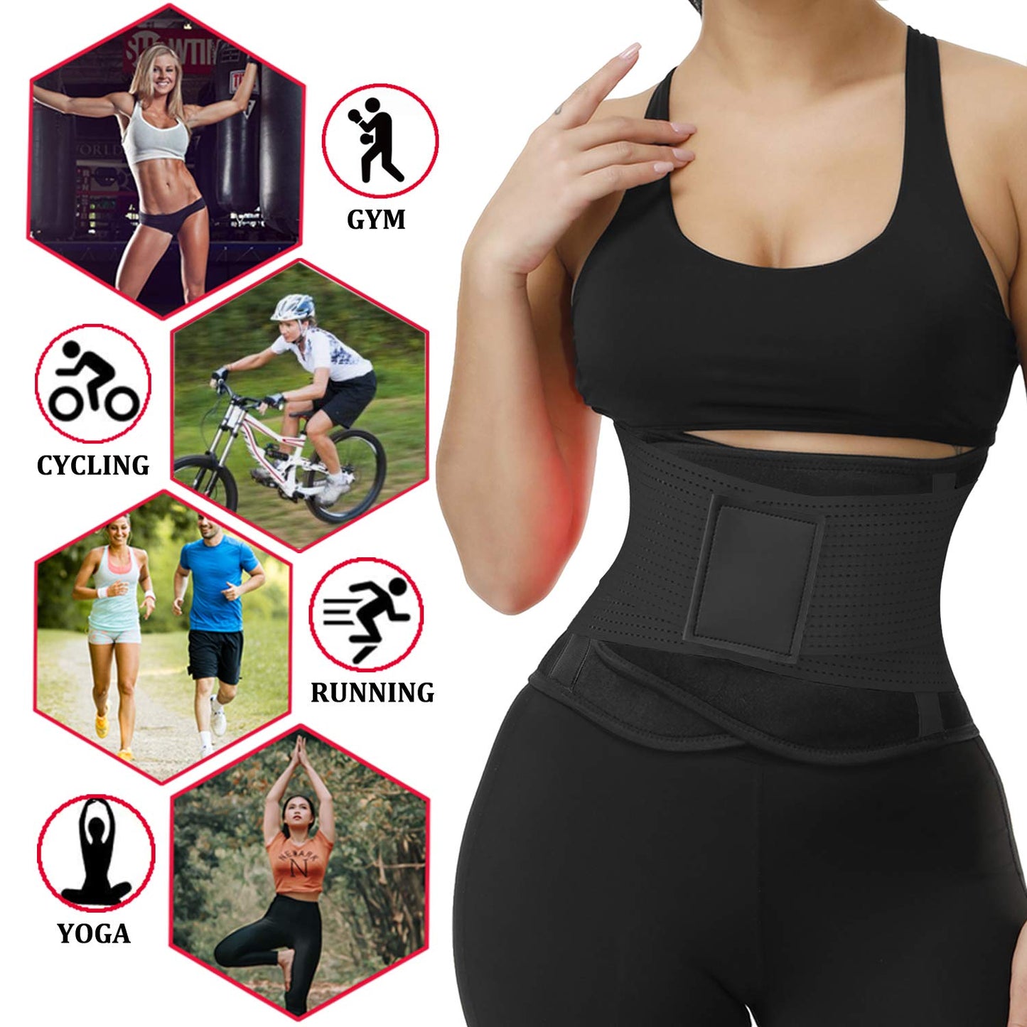 VENUZOR Waist Trainer Belt for Women - Waist Cincher Trimmer - Slimming Body Shaper Belt - Sport Girdle Belt (UP Graded)(Black,XL)
