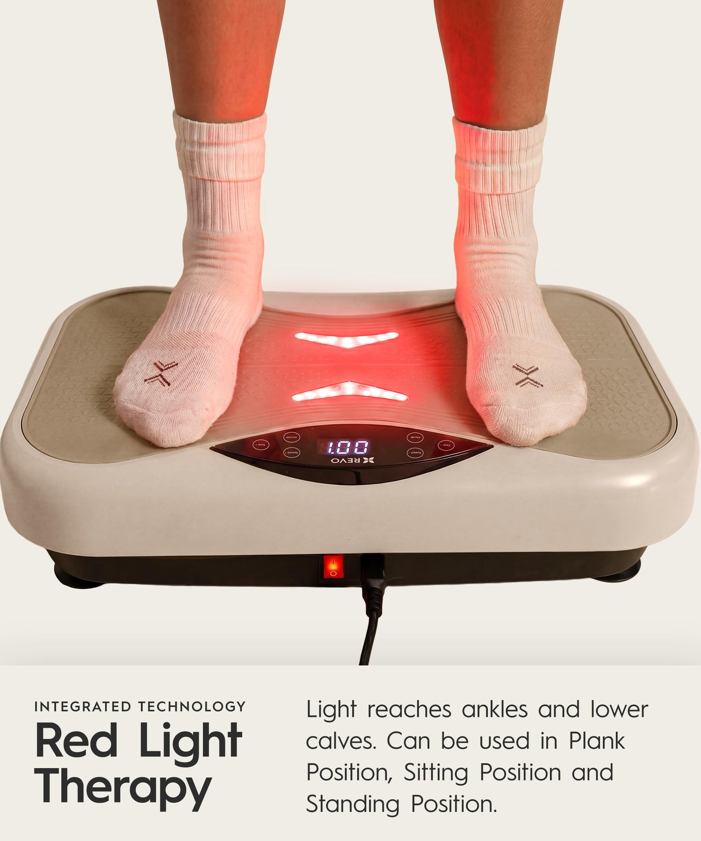 REVO Wave Board with Red Light Therapy | Vibration Plate for Lymphatic Drainage with Bluetooth Speakers, Resistance Bands, Remote | Exercise Machine for Full Body Workout Platform | 330 Lbs Capacity